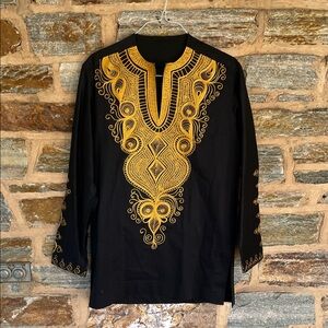 Black and Gold Embroidered Men’s Longsleeve shirt